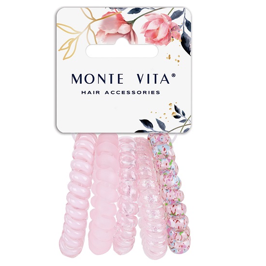 Резинки для волос НАБОР 5 шт, диаметр 5 см, пружинка,розовые MONTE VITA 457062