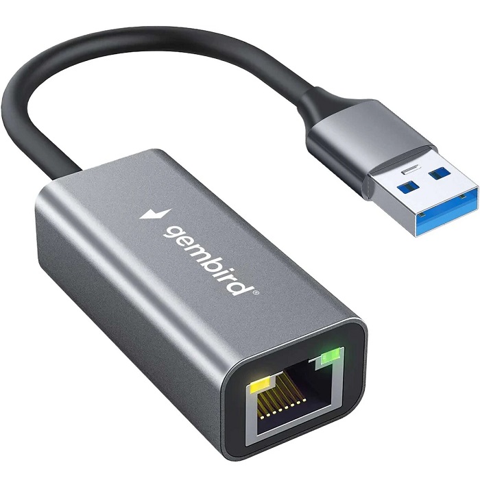 Сетевой адаптер Ethernet Gembird NIC-U9, USB 3.0 - Gigabit Ethernet adapter, алюминий, RTL8153