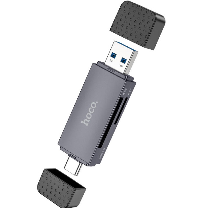 Кардридер HOCO HB45 Spirit, серый, USB/Type-C 3.0