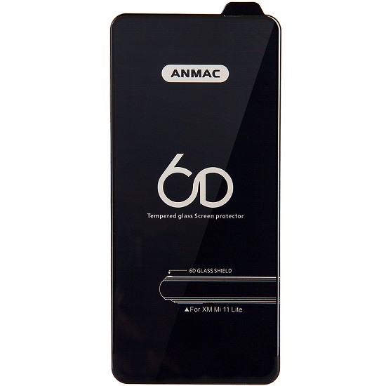 Противоударное стекло 6D ANMAC для Xiaomi Mi 11 Lite черное, Арт.1137295