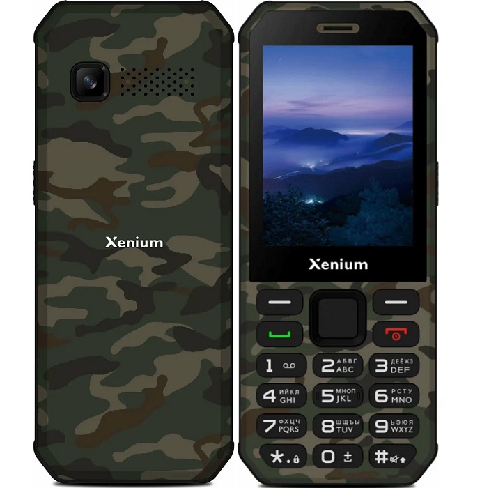 Телефон XENIUM X300 зеленый камуфляж 1