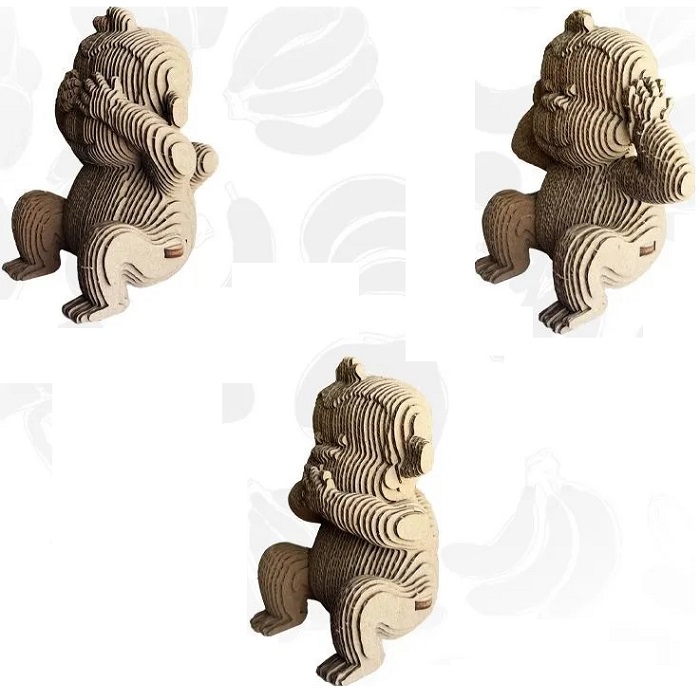 Картонный 3D конструктор QBRIX Три обезьянки 2