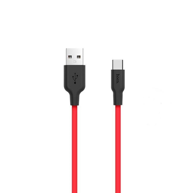 Кабель USB <--> Type-C  1.0м HOCO X21 красный, чёрная вставка