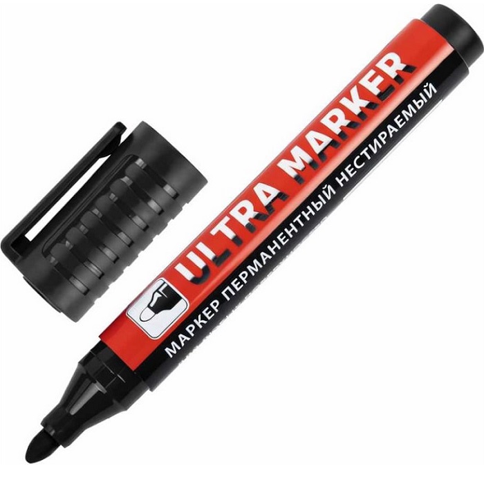 Маркер перманентный ULTRA MARKER, ЧЕРНЫЙ, 3,5 мм,BRAUBERG, 152204