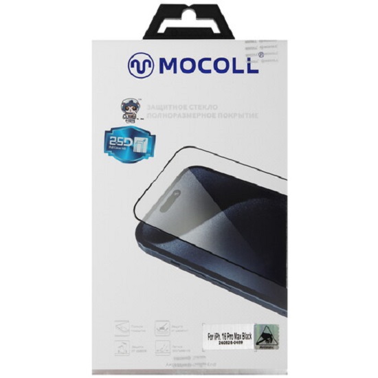 Противоударное стекло 2.5D MOCOLL для iPhone 16 Pro Max матовое черное