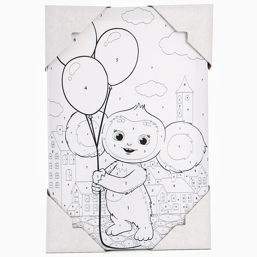 Картина по номерам с подрамником «Чебурашка с шарами», 20×30 см 10918764