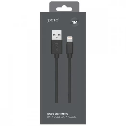 Кабель USB <--> Lightning  1.0м PERO DC-03 черный