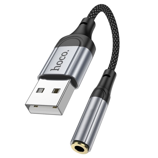 Переходник Jack 3.5 >--> USB HOCO LS36 Black