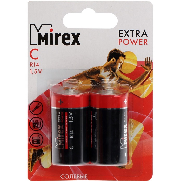 Элемент питания MIREX R14 shrink2 (2/12/96)