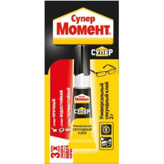 Клей моментальный Супер МОМЕНТ, 3 г, отрывная мультикарта, 608976