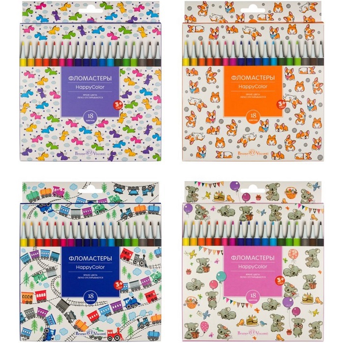 Фломастеры 18 цветов Happycolor, МИКС 4808851