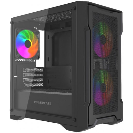 Корпус Powercase Mistral Micro X3B ARGb, Tempered Glass, 3x 120mm ARGb PWM Fan, черный, mATX (CMMXB-A3)