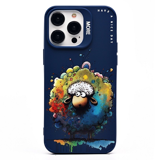 Задняя накладка SC335 для iPhone 14 Pro Max  (овечка) (dark blue) (227038)
