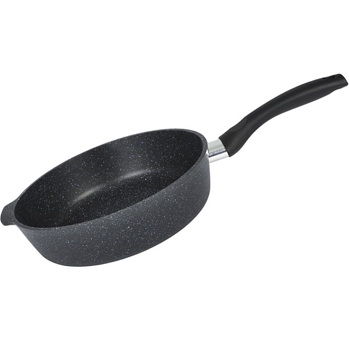Сковорода глубокая 24см KUKMARA сггч240а, линия "Granit" (black) с ручкой
