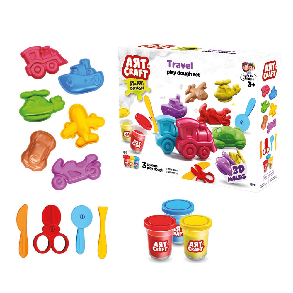 Игрушка AЯT CRAFT Набор для лепки Транспорт, тесто 3х56г 03998/ОР