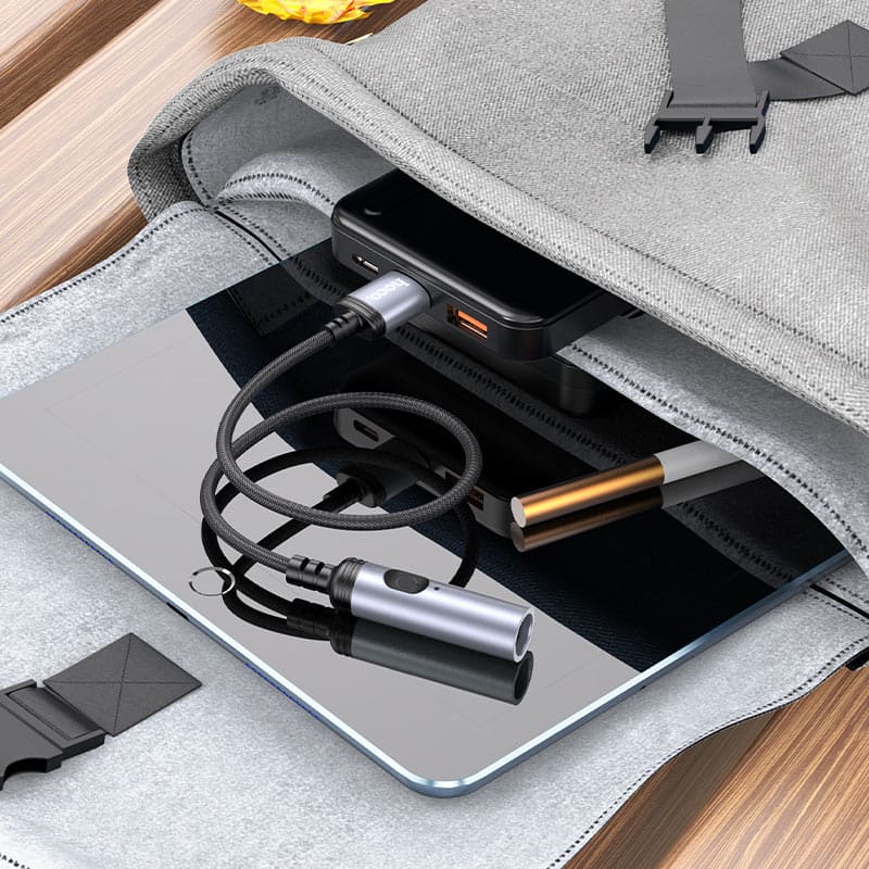 Прикуриватель, USB HOCO, UA30, серебряный 6