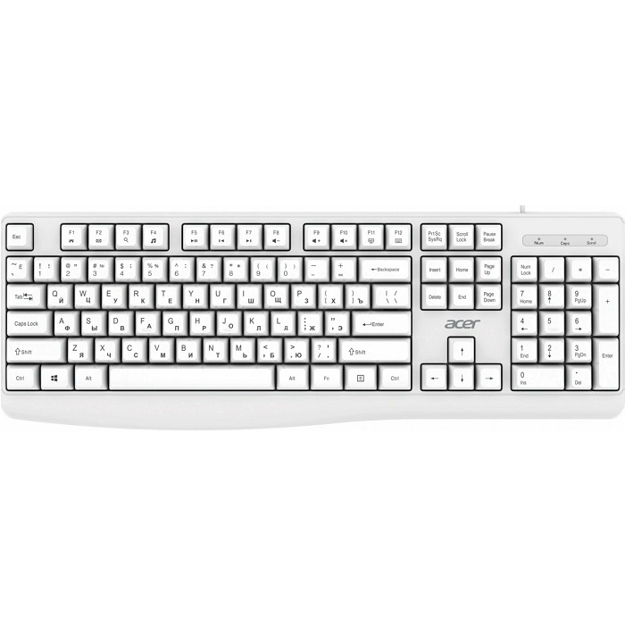 Клавиатура ACER OKW301 белый USB (ZL.KBDCC.01B)