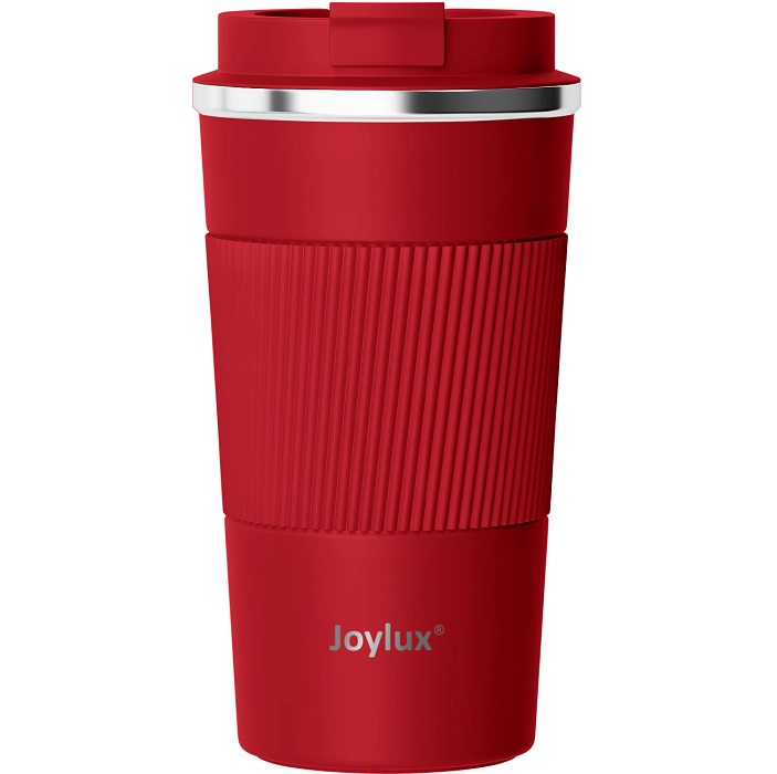 Термокружка 510мл JOYLUX EVERY DAY, SUS304, силиконовый рукав, красный матовый, 700294