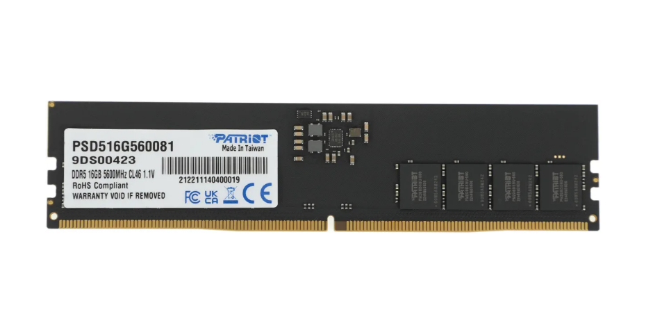 Оперативная память DDR5 16Gb Patriot Signature, 5600 MHz, CL46, DIMM (PSD516G560081)