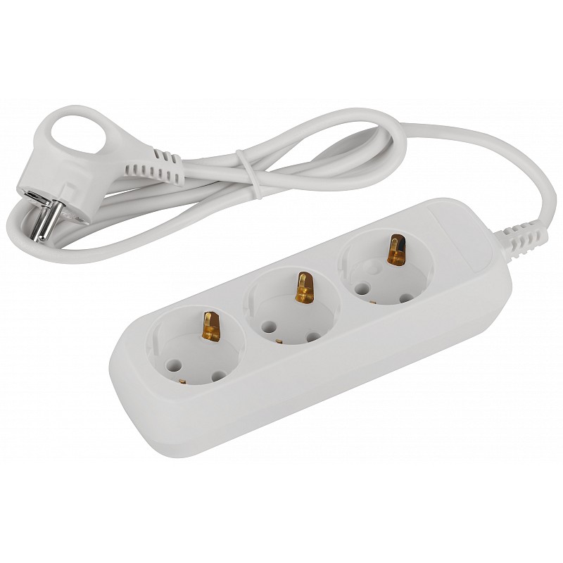 Сетевой удлинитель  1.5м ЭРА Greenline UDL-10-315-ES, белый, 3 розетки, с/з с выкл. ПВС 3x0,75мм2