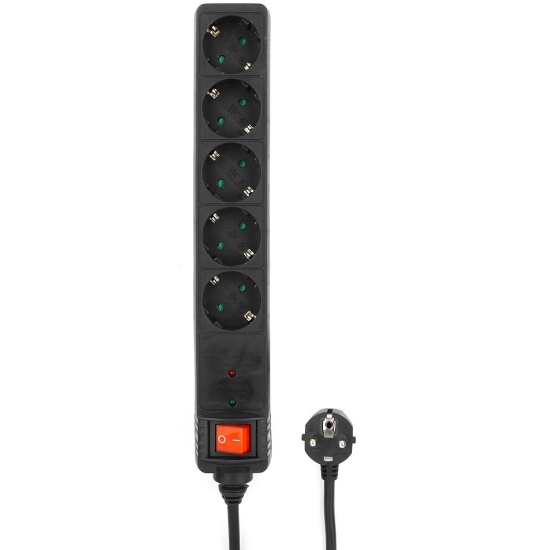Сетевой фильтр  4.5м Energenie SPG5-C-15, черный, 5 розеток, 16А, ур.защиты 4+, коробка