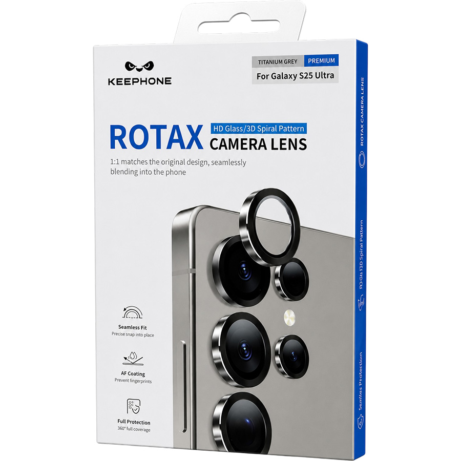 Противоударное стекло для камеры KEEPHONE ROTAX CAMERA LENS для Samsung Galax S25 ULTRA SILVER