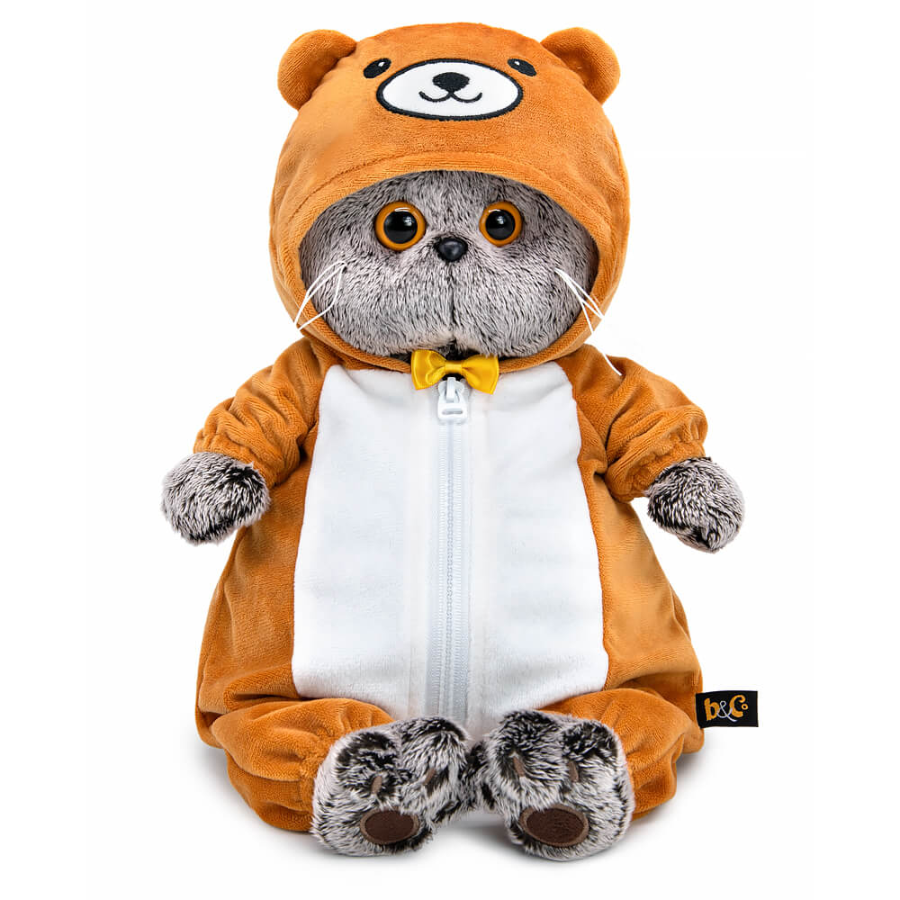 Мягкая игрушка Кот Басик в кигуруми "Медвежонок" 25 см (Ks25-298)