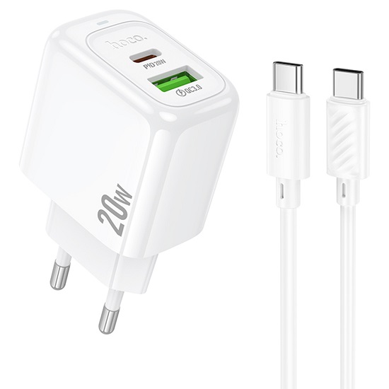 Сетевое ЗУ 1USB/1Type-C HOCO CS54A белый, Type-C-Type-C