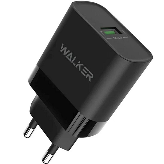 Сетевое ЗУ 1USB 2.4A WALKER WH-35 черное, Type-C, 15W, QC 3.0