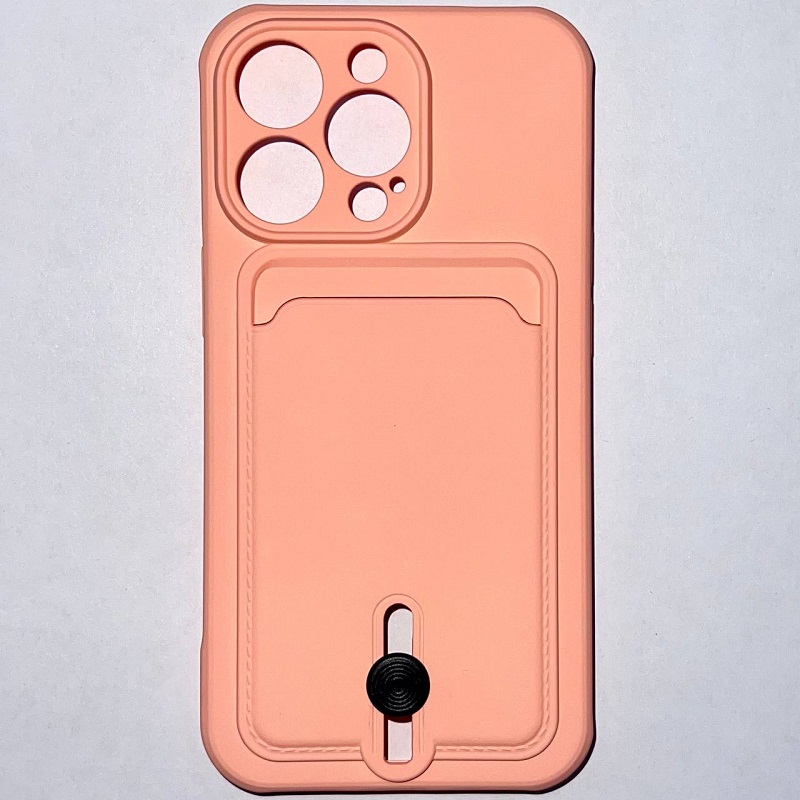 Задняя накладка NONAME для iPhone 13 Pro матовый, розовый, с визитницей