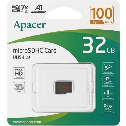 Micro SD 32Gb APACER UHS-I U1 R100 Class10 без адаптера (AP32GMCSH10UB-RA)