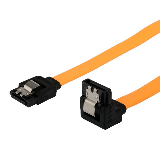 Кабель интерфейсный SATA III  0.3м Cablexpert CC-SATAM-DATA90-YL-30CM, Sata3 7pin/7pin, мет.защелка, угловой разъем, 30см, желтый, пакет