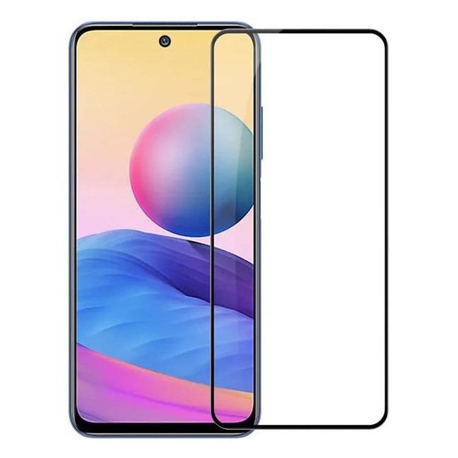 Противоударное стекло NONAME для XIAOMI Poco M3 Pro/Redmi Note 10 (5G)/10T (5G), Z WARRIOR, черное, полный клей, в техпаке