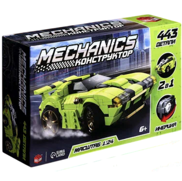 Конструктор UNICON гоночная машина «Техника. Mechanics» 1:24, 2 варианта сборки, 443 д 9900746