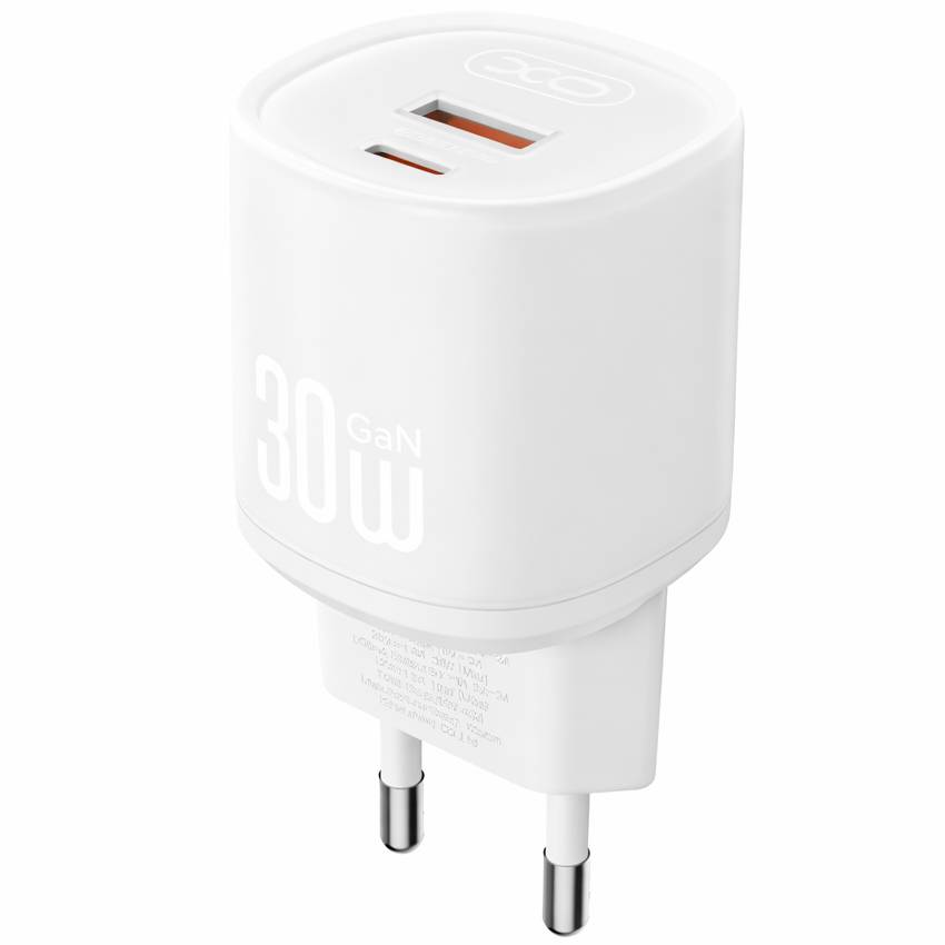 Сетевое ЗУ 1USB/1Type-C XO L151, белое, 30Вт
