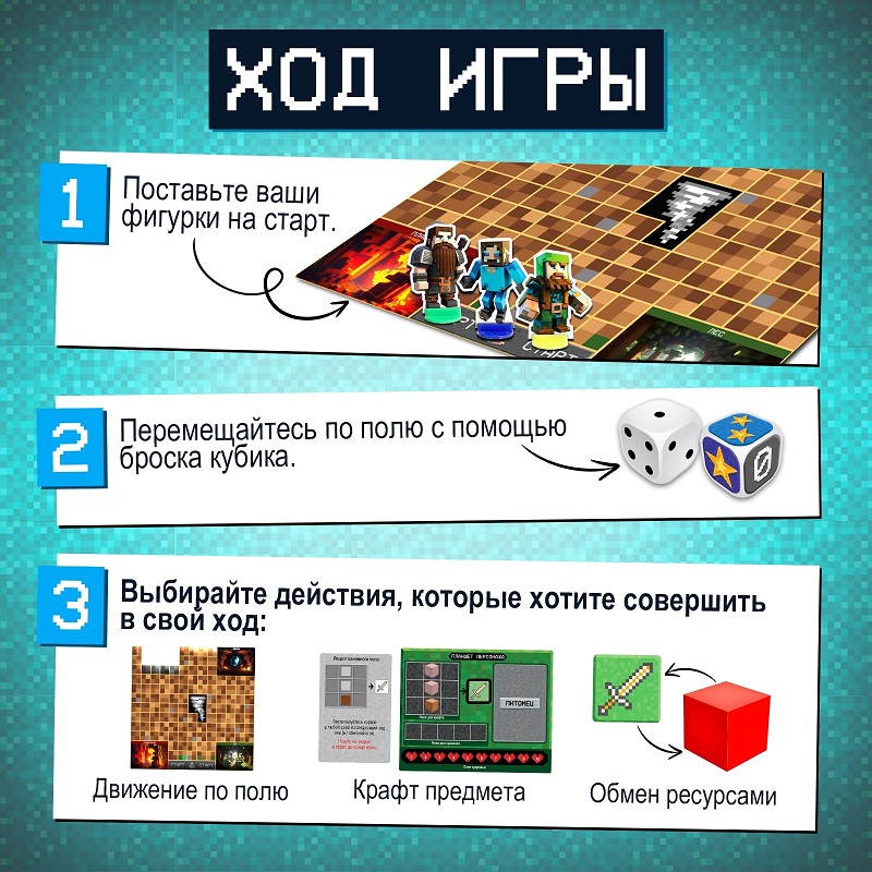 Игра-бродилка «Пиксель-крафт», 2-4 игрока, 7+ 10135967 4