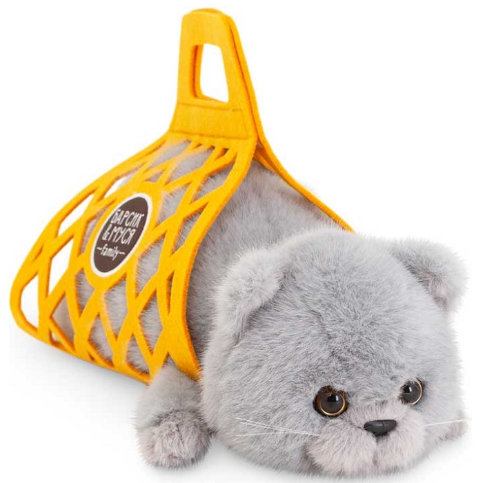 Мягкая игрушка Orange Toys Кот Барсик в сумке серый 35 см