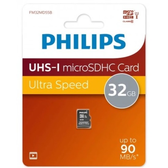 Miicro SD 32Gb PHILIPS High Speed microSDHC Class 10 (90Mb/s) (FM32MD55B/97)