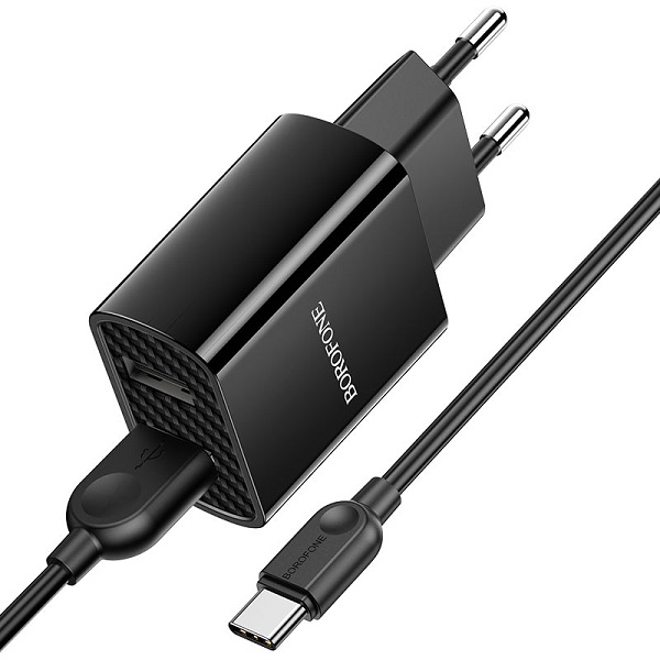 Сетевое ЗУ 2USB 2.1A BOROFONE BA53A, Powerway, черный