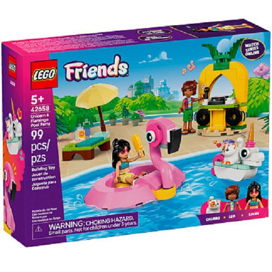 Конструктор LEGO Friends 42658 Вечеринка у бассейна с единорогом и фламинго (Уп: 20*15*5)