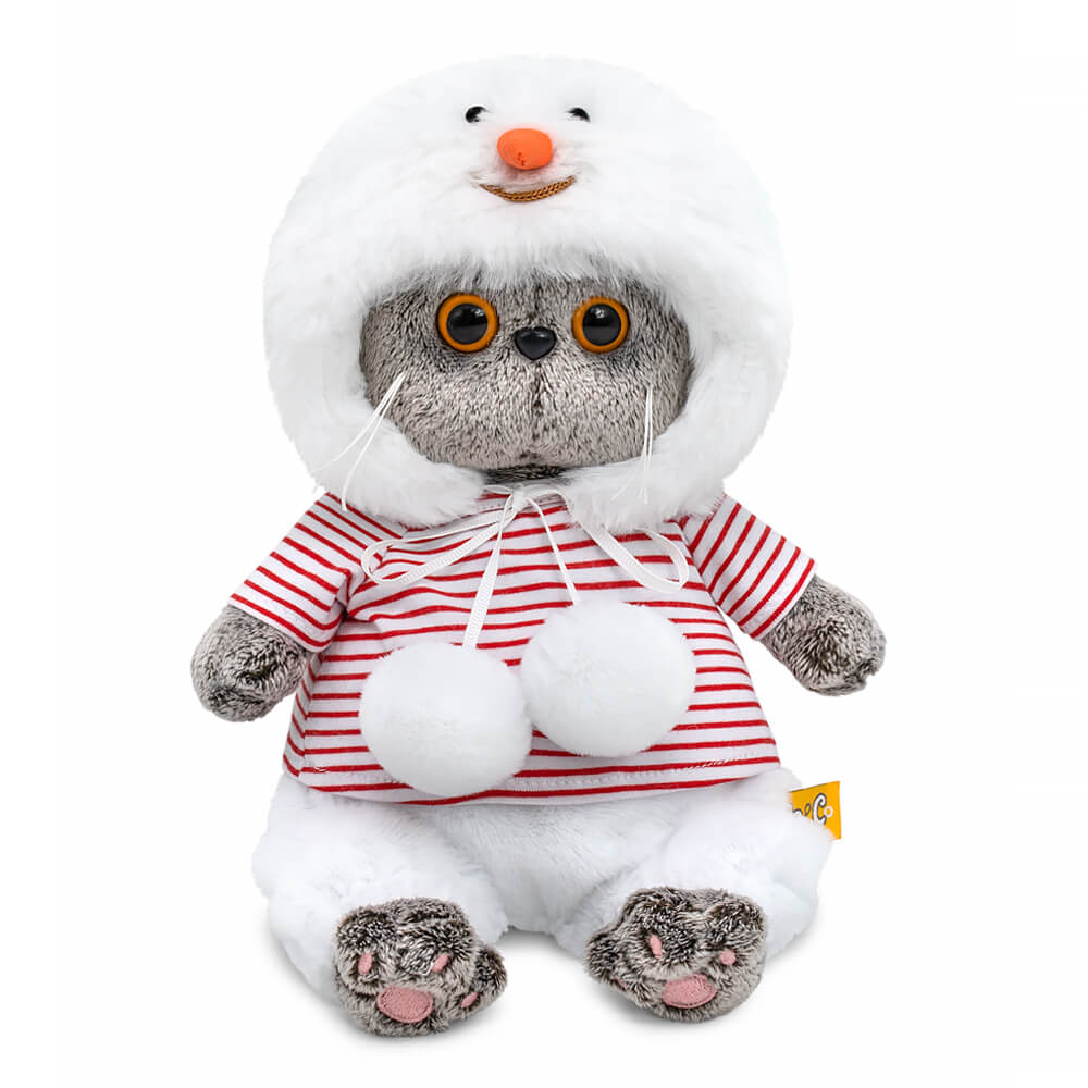Мягкая игрушка Кот Басик baby в костюмчике "Снеговик" , 20 см (BB-162)