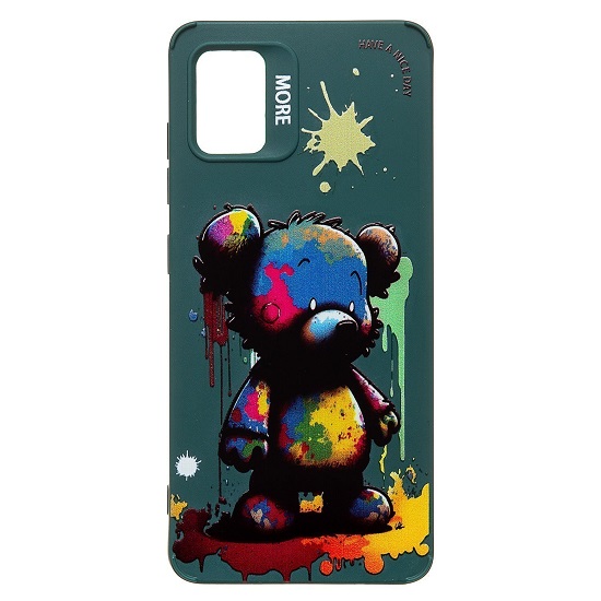 Задняя накладка SC335 для Samsung Galaxy A51 4G  (медведь) (dark green) (227151)