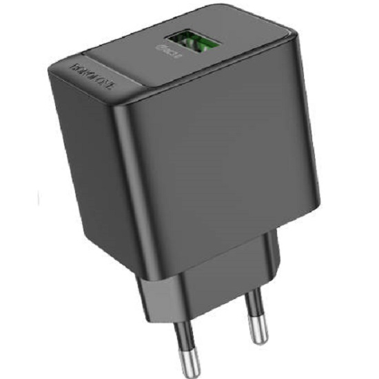 Сетевое ЗУ 1USB BOROFONE BAS12A, Erudite, черный, 18Вт
