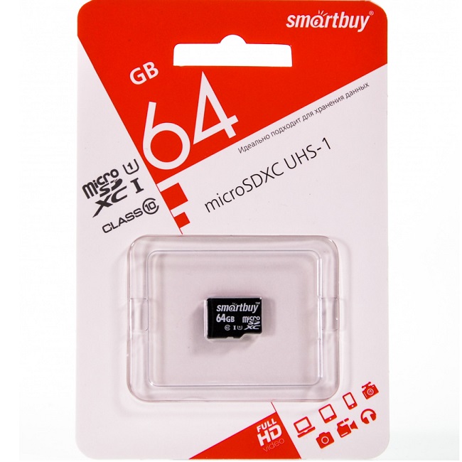 Micro SD 64Gb SMARTBUY Сlass 10 без адаптера (SB64GBSDCL10-00LE)