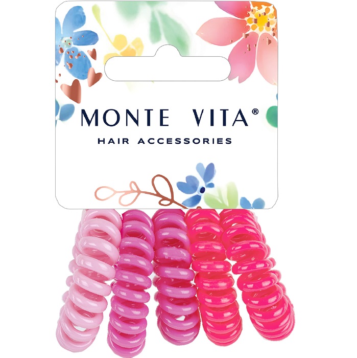Резинки для волос НАБОР 5 шт, диаметр 3 см, пружинка,оттенки розового MONTE VITA 457060