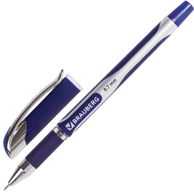 Ручка шарик. синяя 0,7мм BRAUBERG "Sigma Plus", корпус с печатью 142689