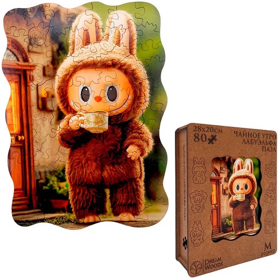 Деревянный Пазл фигурный Чайное утро ЛабуЭльф LB-001 2