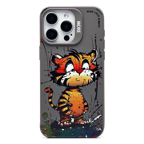 Задняя накладка SC335 для iPhone 15 Pro Max  (тигр) (gray)