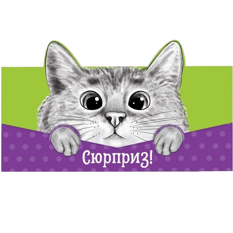 Конверт для денег фигурный «Кот», 17.5 х 8 см 4167092