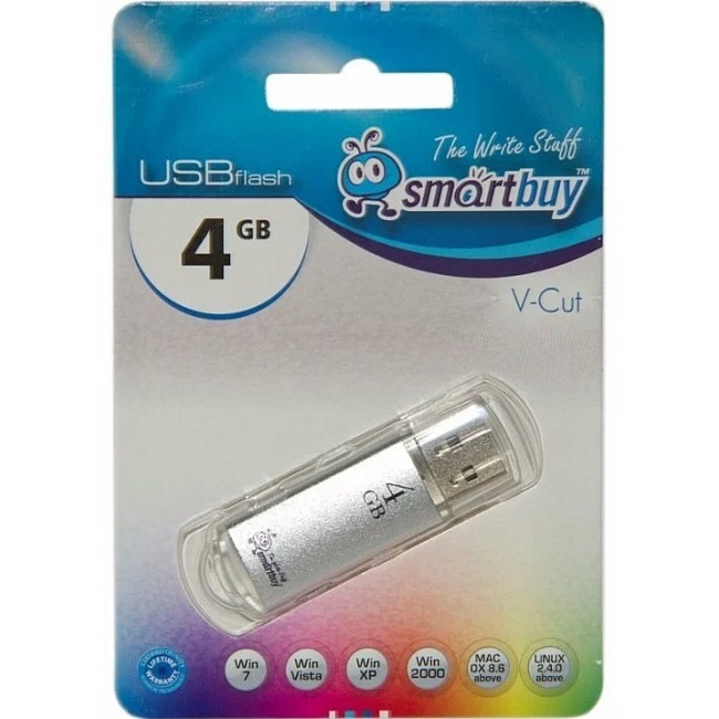 USB  4Gb SMARTBUY V-Cut Silver